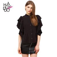 Must-have Vintage Attractive Princess Frilled Black Blouse Chiffon Top - Bonny YZOZO Boutique Store