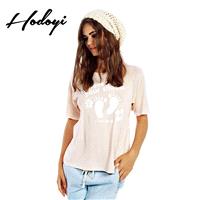 School Style Oversized Vogue Printed Short Sleeves Cartoon Alphabet Summer T-shirt - Bonny YZOZO Bou