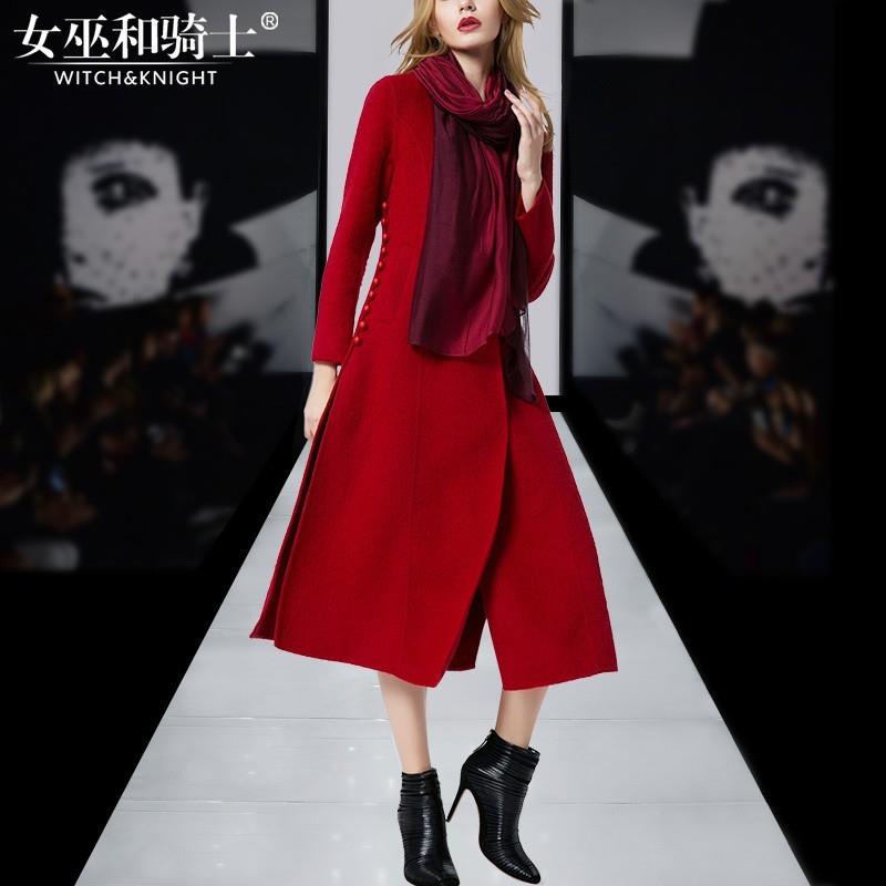 My Stuff, Winter clothing women's new double-sided coat slim fashion v-neck long cashmere coat wool