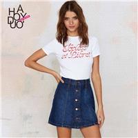 Must-have Vogue Printed Slimming Alphabet Summer Creative Short Sleeves T-shirt - Bonny YZOZO Boutiq