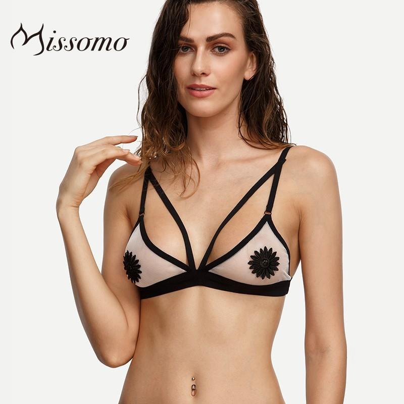 My Stuff, Sexy Split Front Hollow Out Lace Up Floral Underwear Bra - Bonny YZOZO Boutique Store