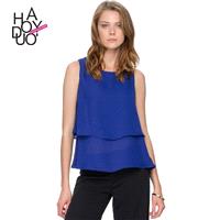 Must-have Office Wear Vogue Split Front Slimming Sleeveless Multi Layered Summer Blouse - Bonny YZOZ