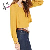 Oversized Vogue Sweet Fall Tie Crop Top Chiffon Top - Bonny YZOZO Boutique Store