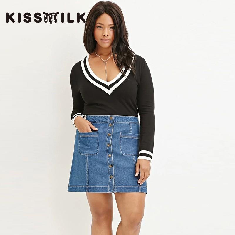 My Stuff, Summer dress Plus Size women dress loose casual A-line denim skirt High waist slim fit ski