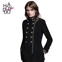 Wind often exquisite Golden epaulet uniforms long zipper pockets and thick overcoats - Bonny YZOZO B