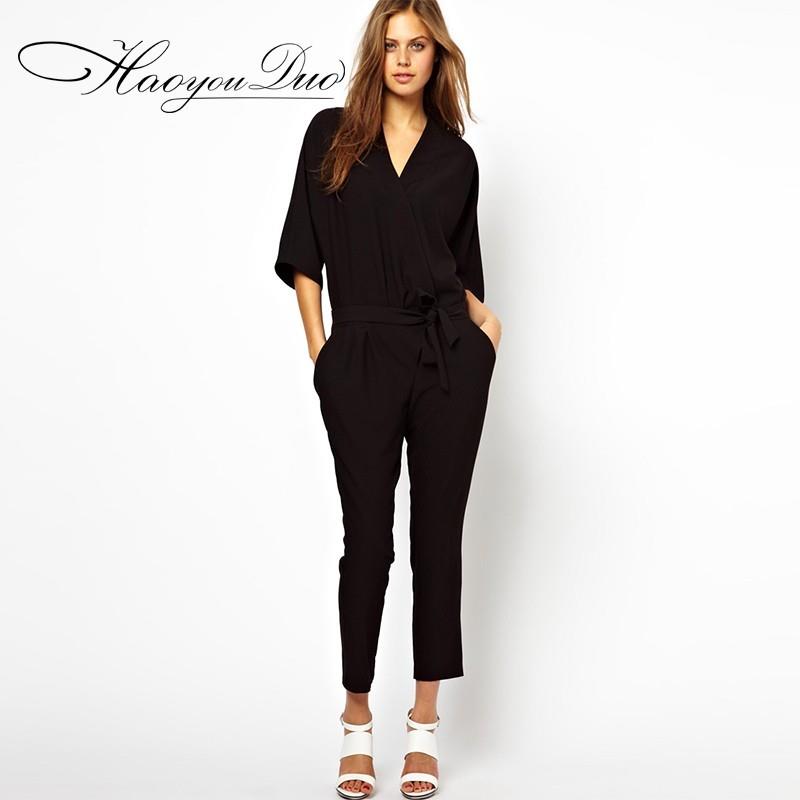 My Stuff, Vintage Slimming V-neck 1/2 Sleeves Jumpsuit - Bonny YZOZO Boutique Store