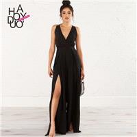 Vogue Sexy Split Open Back Crossed Straps Summer Jumpsuit - Bonny YZOZO Boutique Store