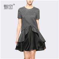 Summer 2017 new short organza dress long sleeve splicing quality of self women - Bonny YZOZO Boutiqu