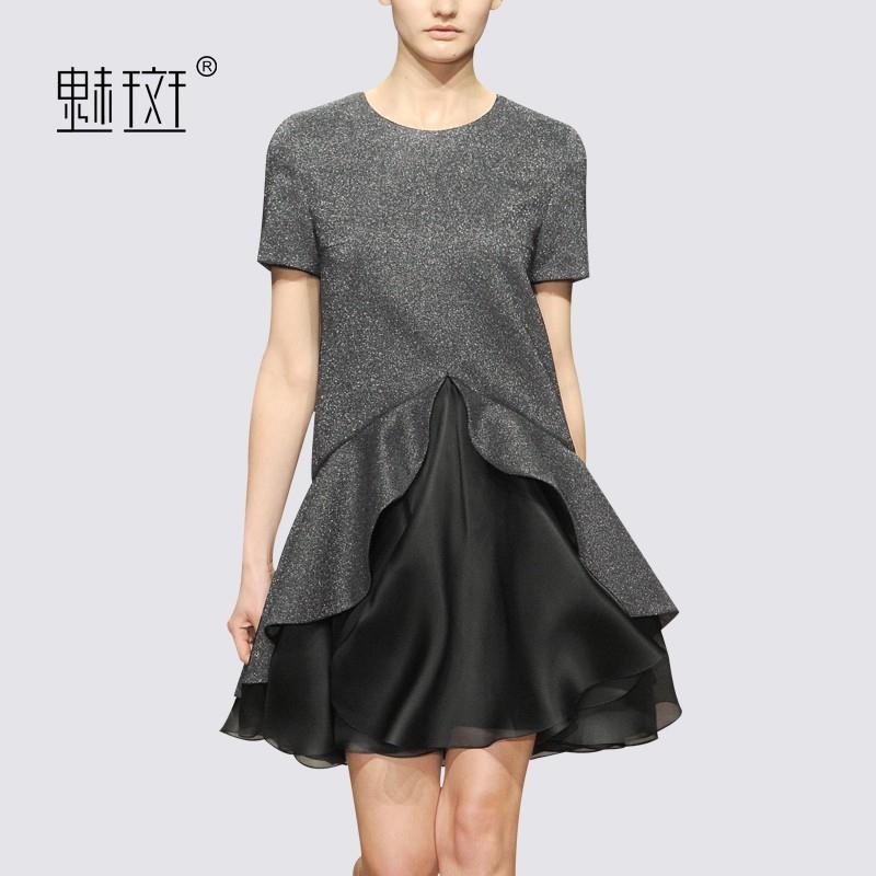 My Stuff, Summer 2017 new short organza dress long sleeve splicing quality of self women - Bonny YZO