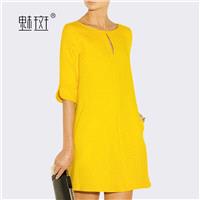 Simple loose a word plus size women wear elegant temperament fall 2017 new sleeve dress - Bonny YZOZ