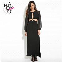 Spring/summer 2017 new weave petals cut skirts slim long sleeve backless dress - Bonny YZOZO Boutiqu