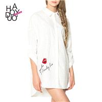 School Style Oversized Sweet Embroidery Alphabet Fall Blouse Dress - Bonny YZOZO Boutique Store