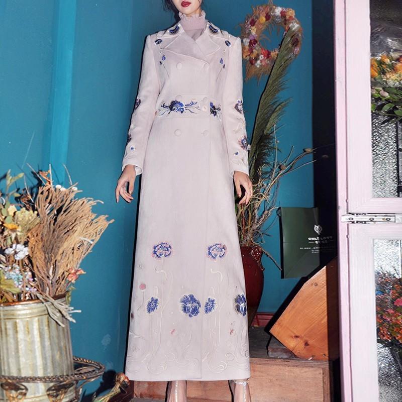 My Stuff, Vogue Embroidery Slimming Seude Suit Tie Overcoat Coat - Bonny YZOZO Boutique Store