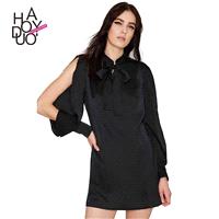 Vogue Hollow Out One Color Fall Tie Dress - Bonny YZOZO Boutique Store