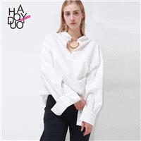 Vogue Simple Hollow Out One Color Fall Blouse - Bonny YZOZO Boutique Store