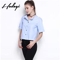 2017 summer new women's simple single cables decorative solid color shirt women - Bonny YZOZO Boutiq