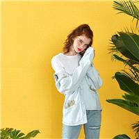 Oversized Fresh Embroidery Cowboy Light Color 9/10 Sleeves Blouse Top Coat - Bonny YZOZO Boutique St