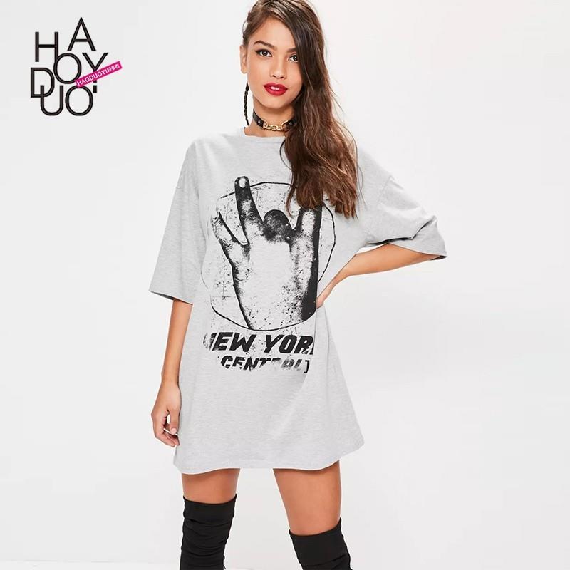 My Stuff, Oversized Sport Style Printed Drop Shoulder Alphabet Summer Casual Dress T-shirt - Bonny Y