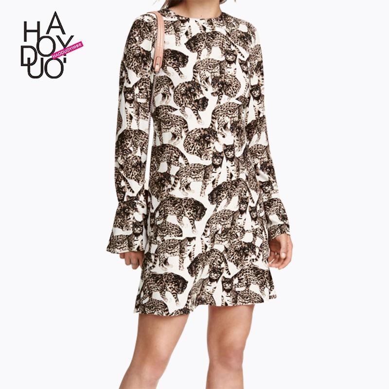 My Stuff, 2017 winter women's wear new stylish animal print Turtleneck Long Sleeve dress - Bonny YZO